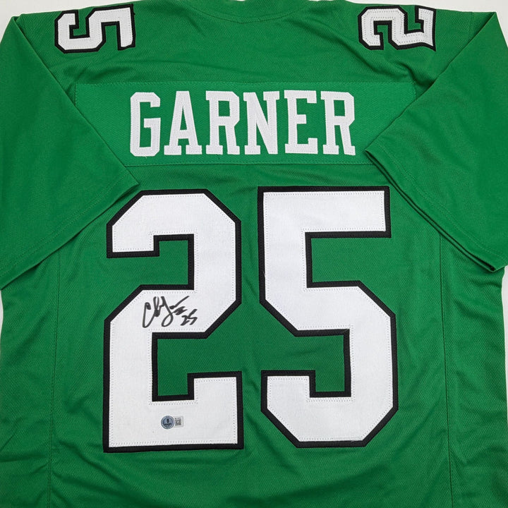 Autographed/Signed Charlie Garner Philadelphia Kelly Green Jersey Beckett COA