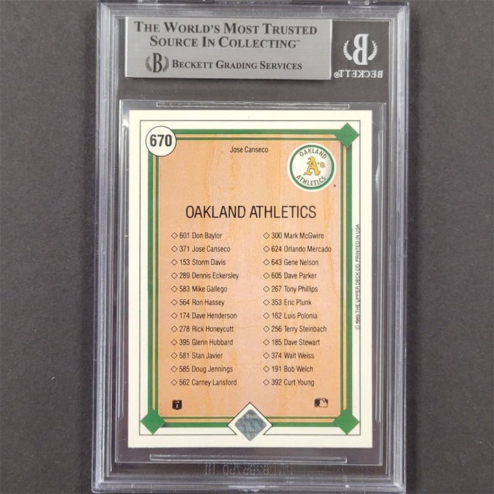 Jose Canseco signed 1989 Upper Deck #670 card auto autograph ~ Beckett BAS 008