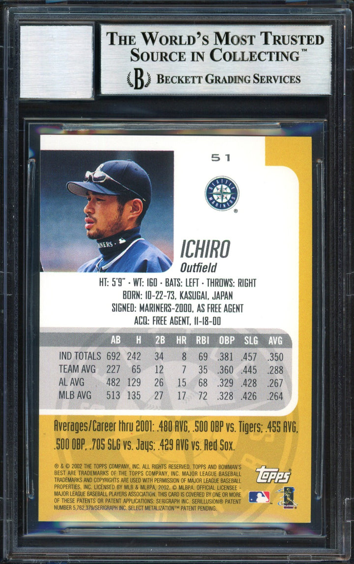 Ichiro Suzuki Auto 2002 Bowman's Best Card 51 Mariners Auto 10 Beckett #12491093