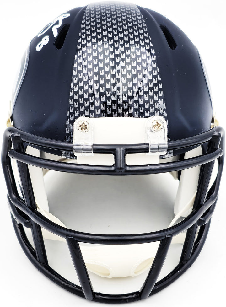 Matt Hasselbeck Signed Seattle Seahawks Blue Speed Mini Helmet Beckett Wit