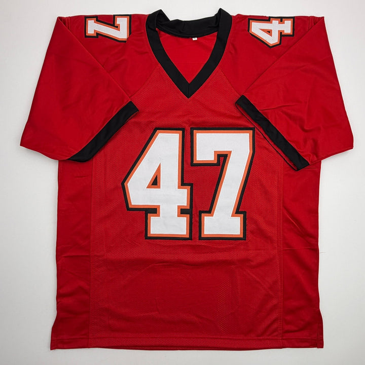 Autographed/Signed John Lynch Tampa Bay Red Football Jersey Beckett BAS COA