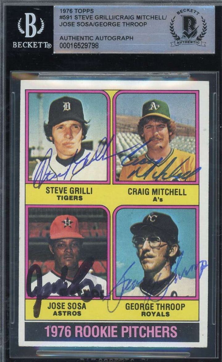 Grilli Mitchell Sosa Throop Beckett BAS Signed 1976 Topps Rookie Autograph