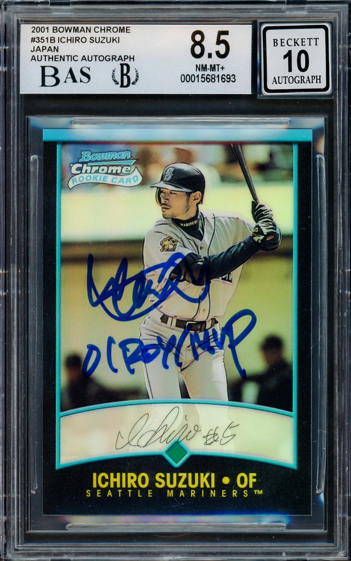 Ichiro Auto 2001 Bowman Chrome Refractor Japanese RC 351B BGS 8.5 Sig 10 ROY/MVP