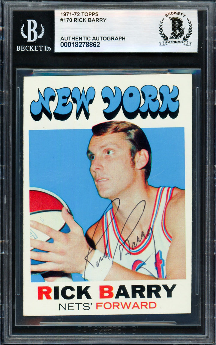Rick Barry Signed 1971-72 Topps RC 170 New York Nets Beckett #18278862