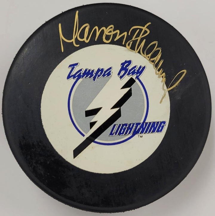 Manon Rheaume autograph signed Hockey Puck Tampa Bay Lightning ~ Beckett BAS