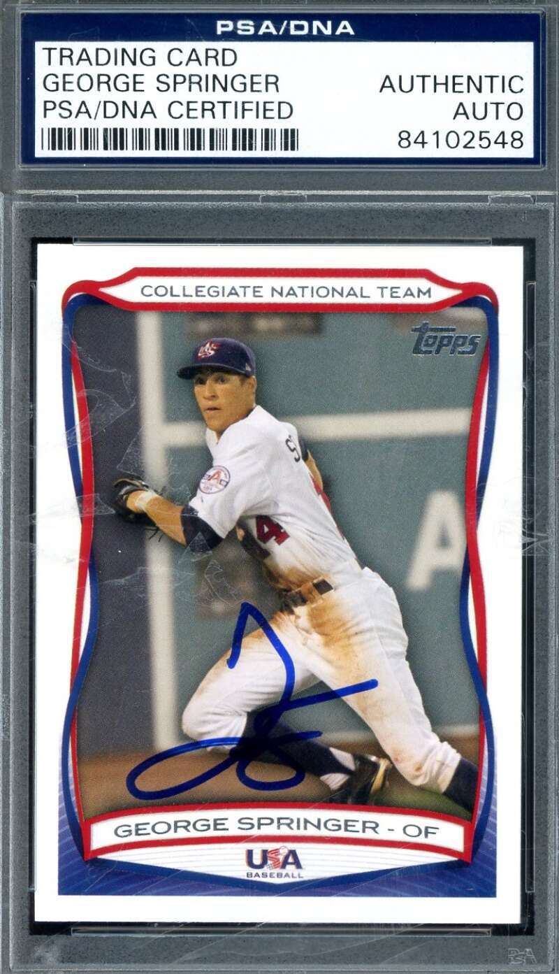 George Springer PSA DNA Signed 2010 Topps Collegiate National Team Rookie Autogr