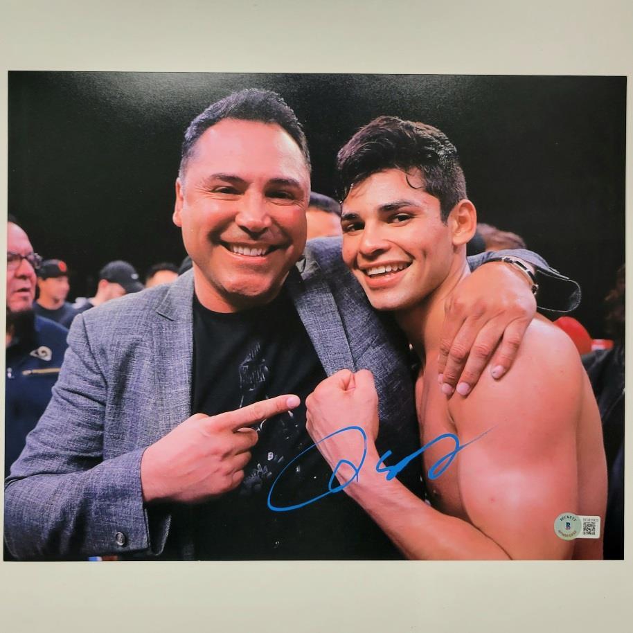 Oscar De La Hoya autograph signed 11x14 photo w/ Ryan Garcia ~ Beckett BAS Holo