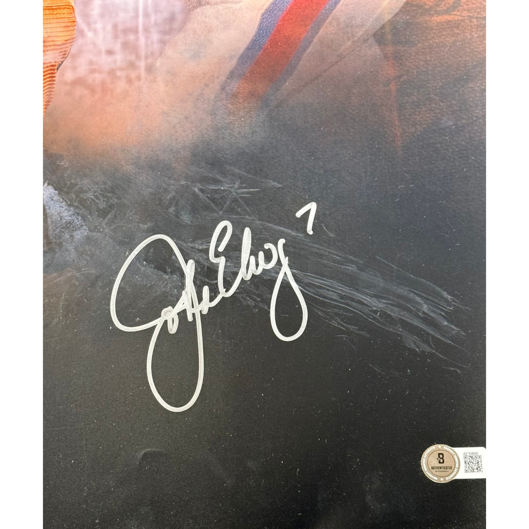 John Elway Peyton Manning Signed Denver Broncos 20x24 Photo AS IS Beckett 57880