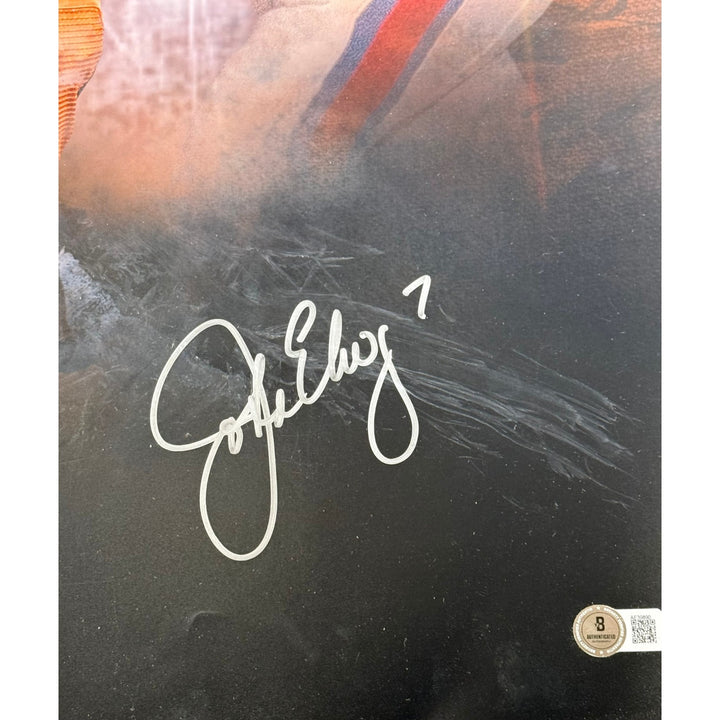 John Elway Peyton Manning Signed Denver Broncos 20x24 Photo AS IS Beckett 57880