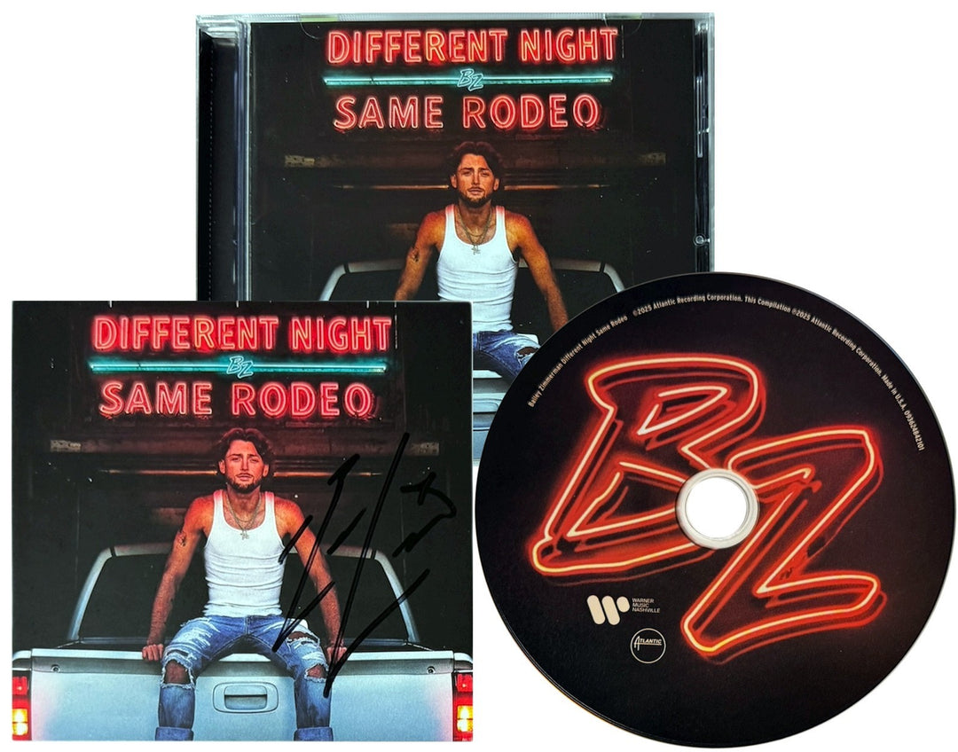 Bailey Zimmerman signed 2025 Different Night Same Rodeo 4x4 Art Card Insert/CD