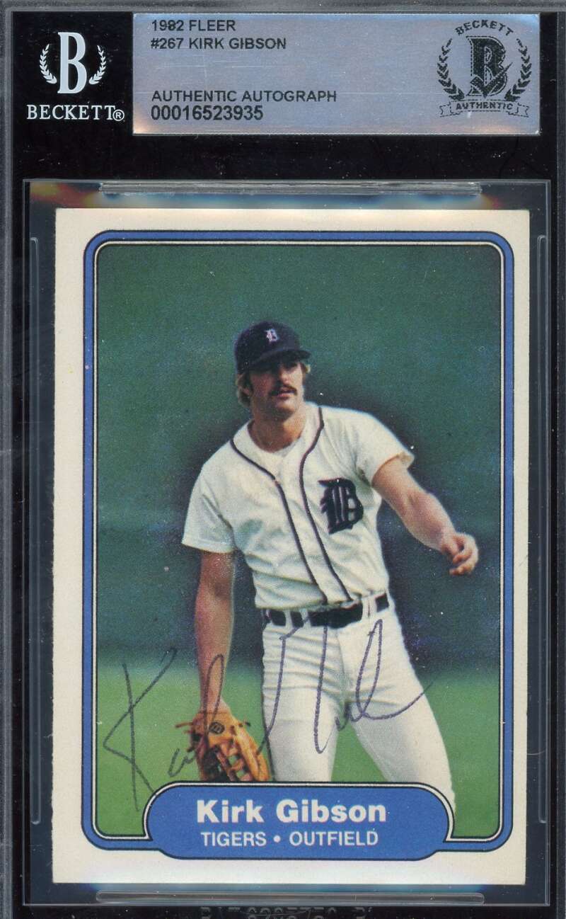 Kirk Gibson Beckett BAS Signed 1982 Fleer Autograph