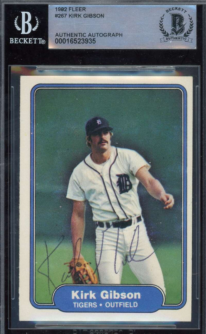 Kirk Gibson Beckett BAS Signed 1982 Fleer Autograph