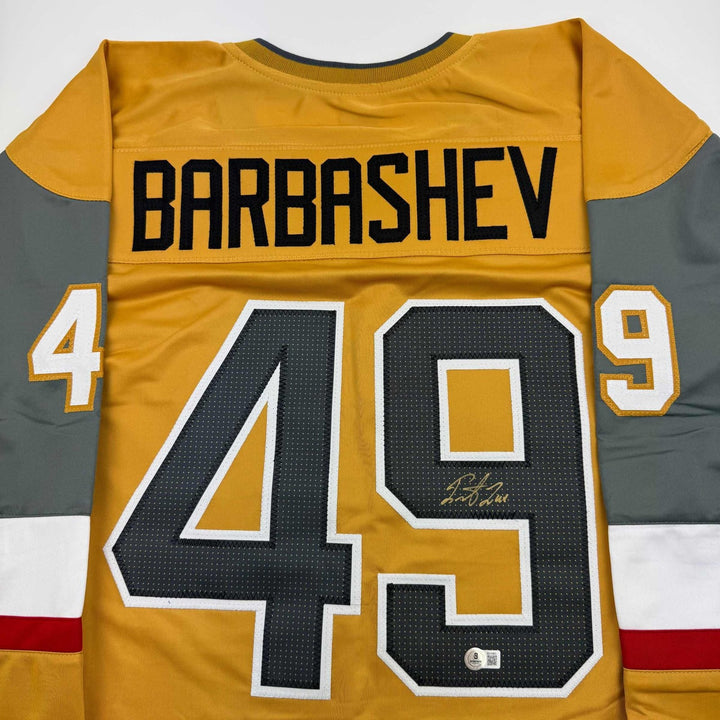 Autographed/Signed Ivan Barbashev Las Vegas Gold Jersey Beckett BAS COA