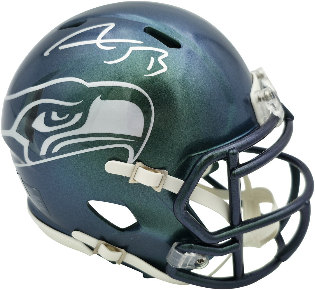 AJ Barner Signed Seattle Seahawks Rivalries Speed Mini Helmet Beckett Witness