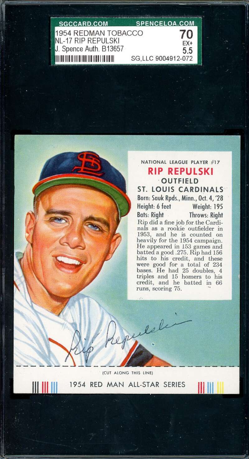 Rip Repulski JSA SGC Coa Signed 1954 Red Man Tobacco With Tab Autograph