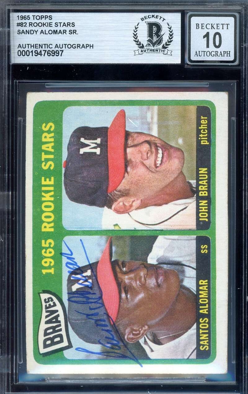 Sandy Alomar Sr Gem Mint 10 Beckett BAS Signed 1965 Topps Rookie Autograph