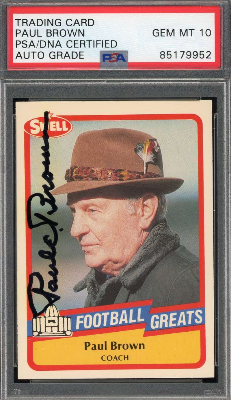 Paul Brown Gem Mint 10 PSA DNA Signed 1989 Swell Greats Autograph