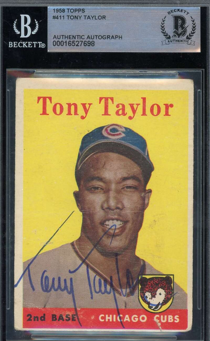 Tony Taylor Beckett BAS Signed 1958 Topps Rookie Autograph