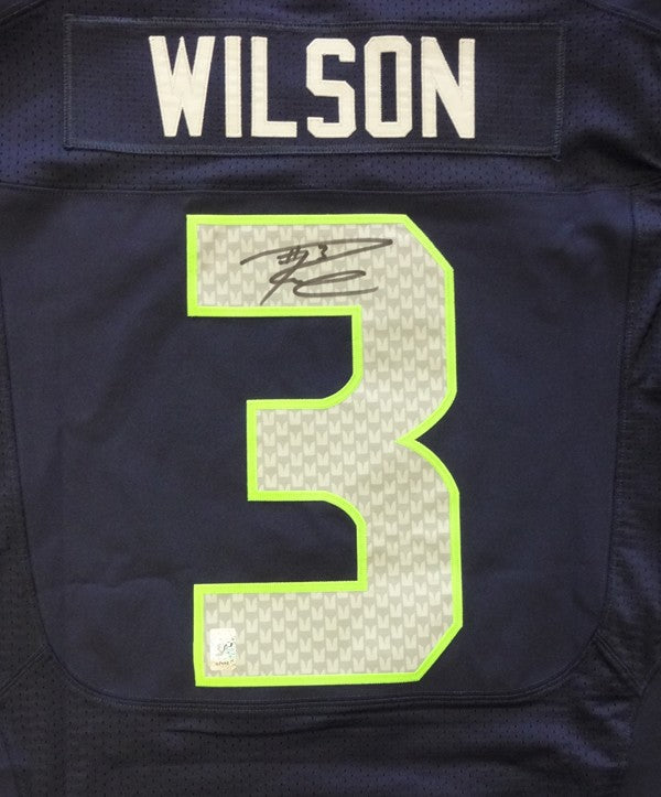 Seattle Seahawks Russell Wilson Signed Blue Nike Elite Jersey Size 48 RW Holo