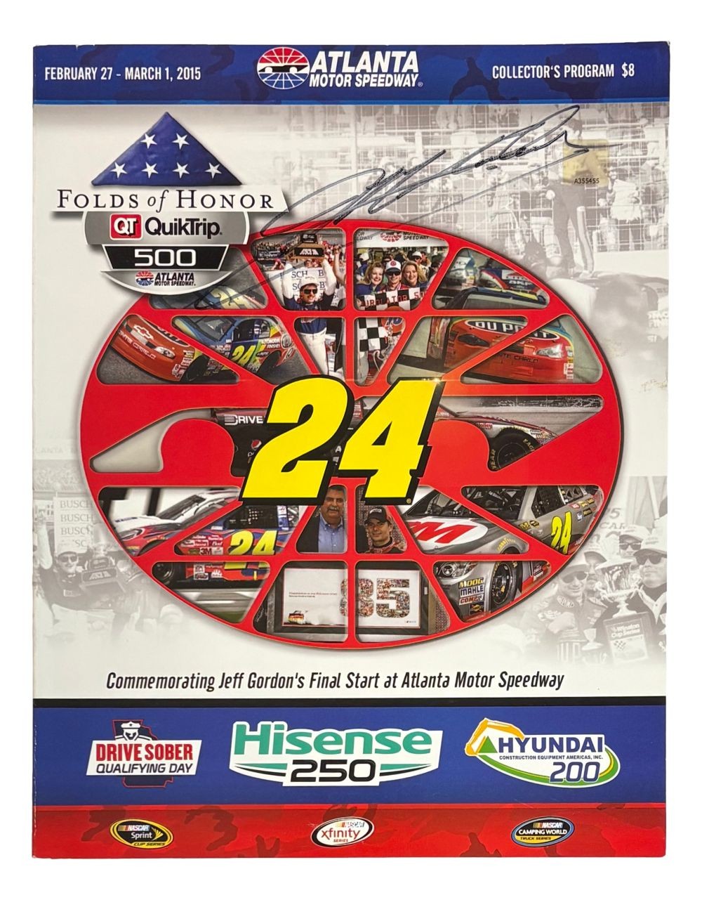 Jeff Gordon Signed NASCAR 2015 Folds Of Honor 500 Collector's Program PSA/DNA