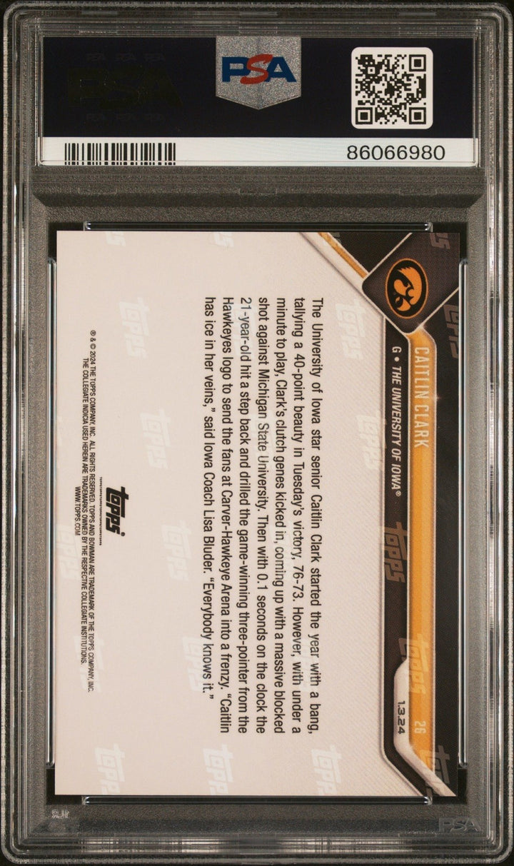 Graded 2023 Topps Bowman U Now Caitlin Clark #26 Rookie Card PSA 10
