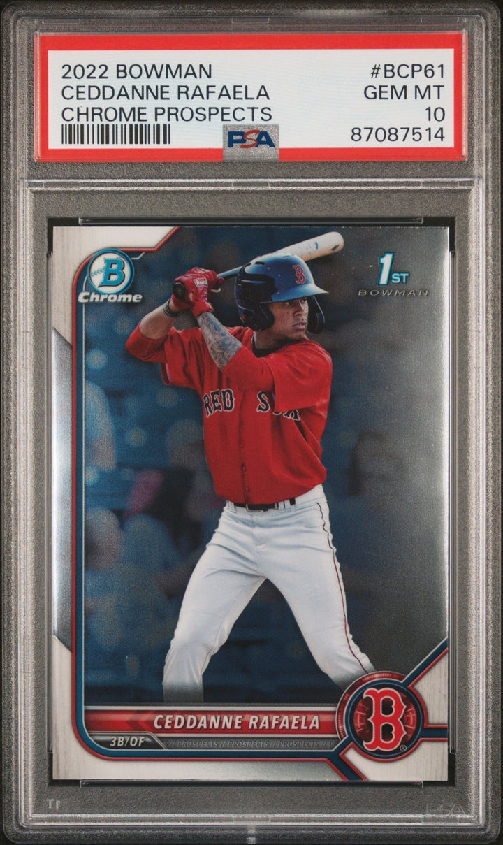 Graded 2022 Bowman Ceddanne Rafaela #BCP61 Chrome Prospects Card PSA 10