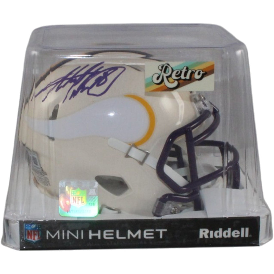 Adrian Perterson Signed Minnesota Vikings Retro Mini Helmet Beckett WIT 57542