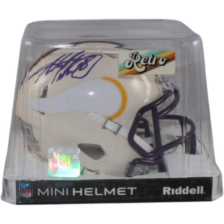 Adrian Perterson Signed Minnesota Vikings Retro Mini Helmet Beckett WIT 57542