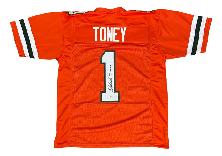 Malachi Toney Miami Signed Orange Football Jersey JSA QR