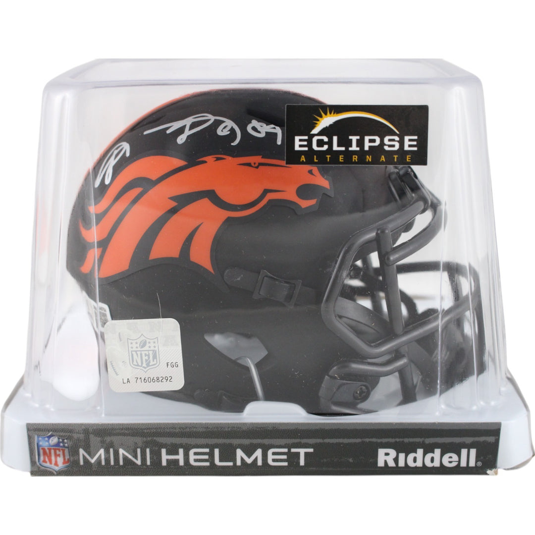 Shannon Sharpe Autographed Denver Broncos Eclipse Mini Helmet Beckett WIT 50804