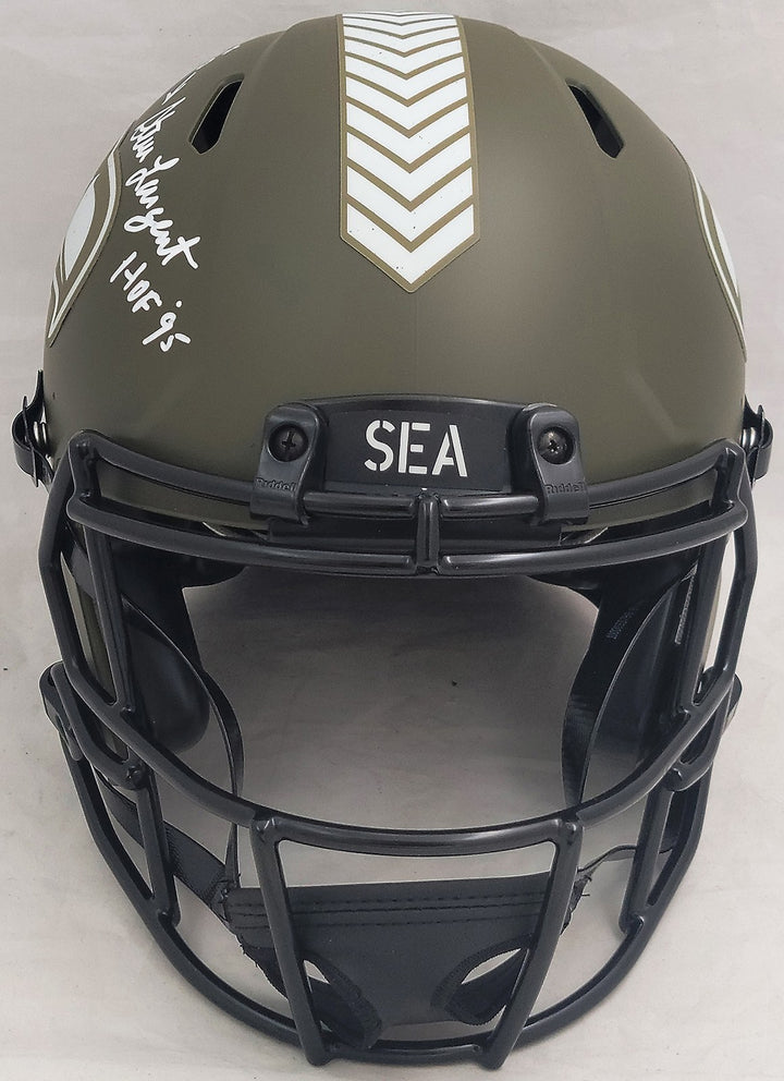 Steve Largent Jim Zorn Auto Seahawks Camo Salute 2 Service FS Helmet TD Seahawks