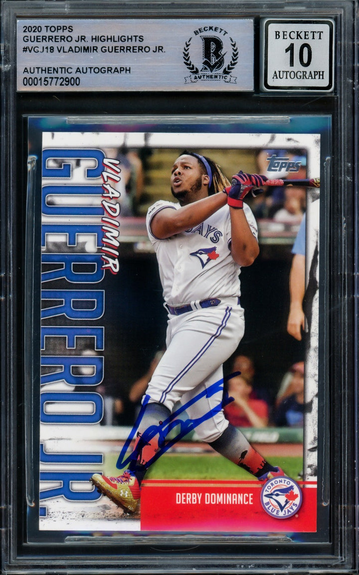 Vladimir Guerrero Jr. Signed 2020 Topps Highlights Card VGJ-18 Sig 10 Beckett