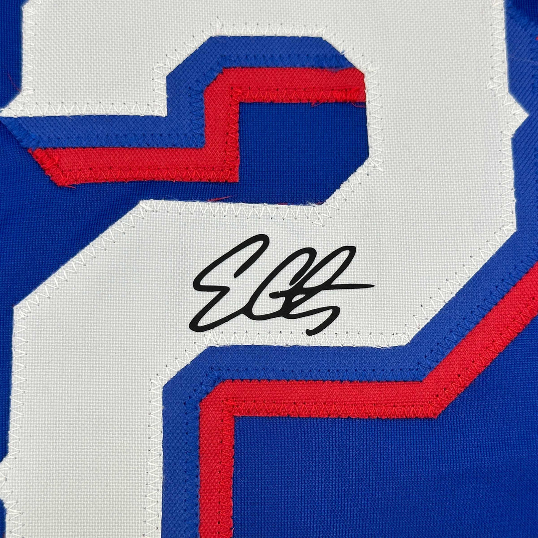 Facsimile Autographed Evan Carter Texas Blue Reprint Jersey Size Men's XL