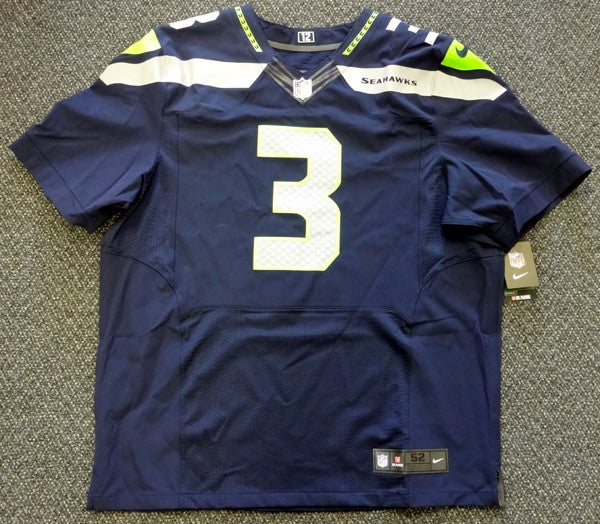 Seattle Seahawks Russell Wilson Signed Blue Nike Elite Jersey Size 52 RW Holo