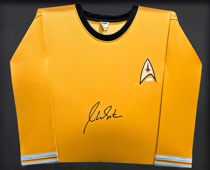 Star Trek William Shatner Signed Framed Gold Uniform Jersey JSA