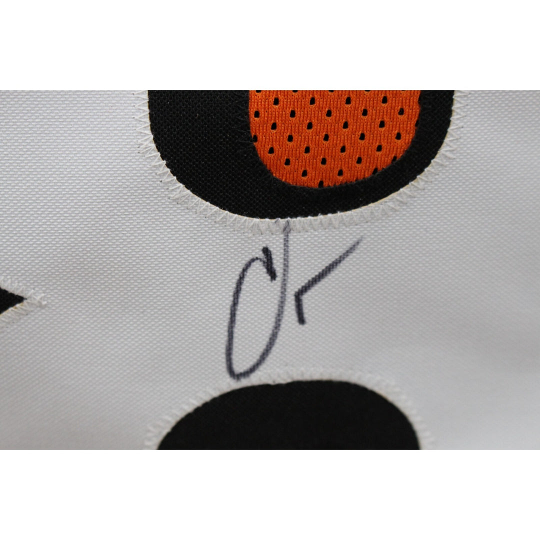 Chad Johnson Autographed/Signed Pro Style Orange Jersey Beckett 44097