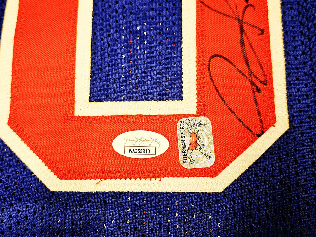Detroit Pistons Dennis Rodman Autographed Signed Blue Jersey JSA