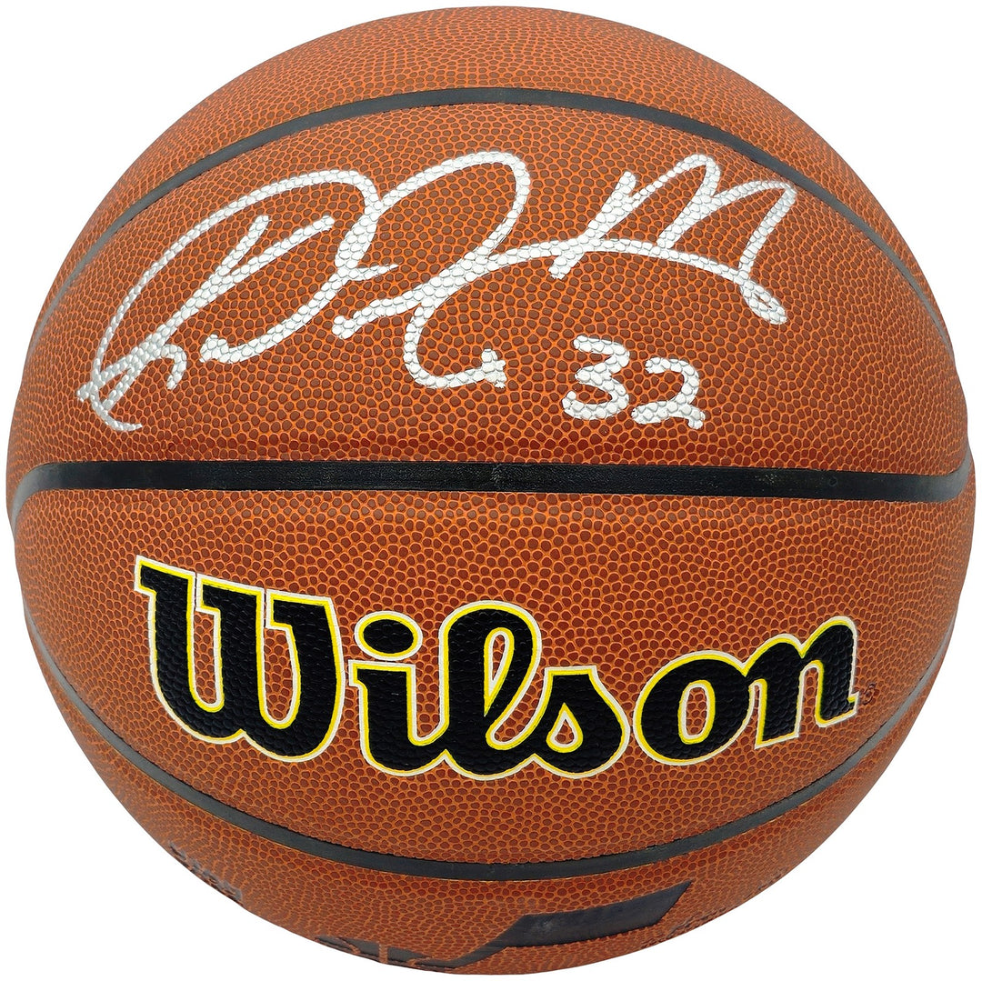 John Stockton & Karl Malone Auto Composite Leather Jazz Logo Basketball Beckett