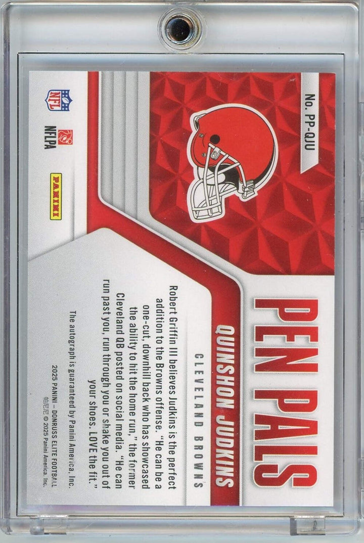 2025 Panini Donruss Elite Pen Pals Blue Quinshon Judkins #PPQJU Auto RC