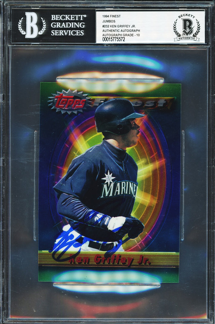 Ken Griffey Jr. Signed 1994 Topps Finest Jumbo Card #232 Mariners Auto 10