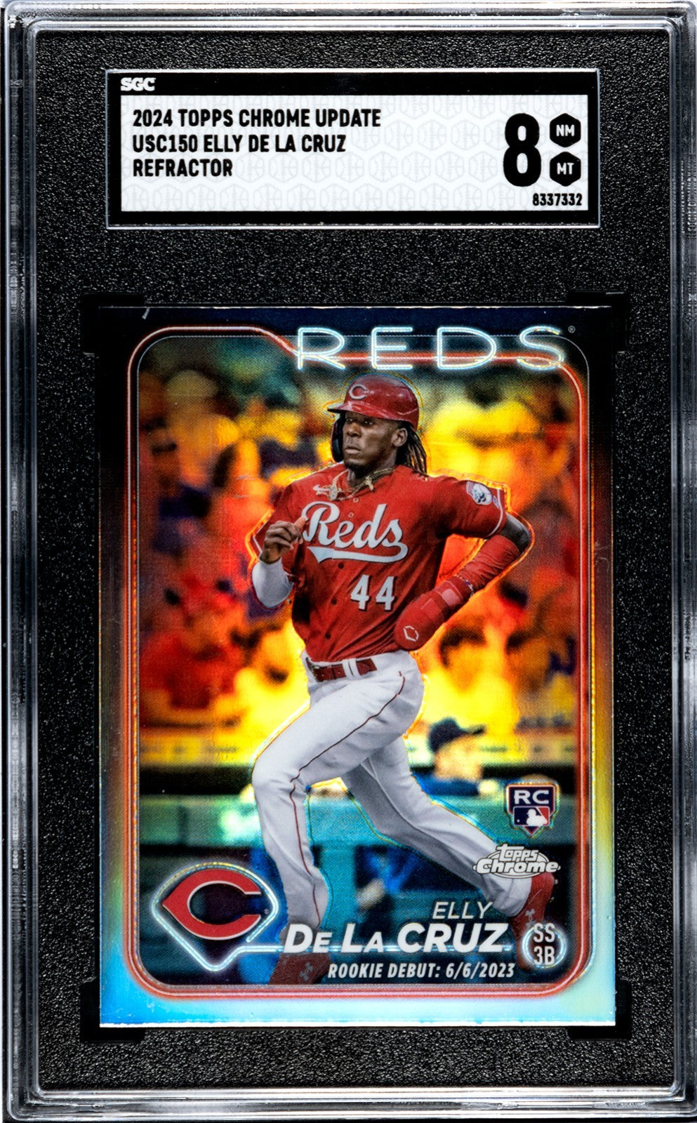 Elly De La Cruz 2024 Topps Chrome Update Refractor Card #USC150- SGC Graded 8 NM