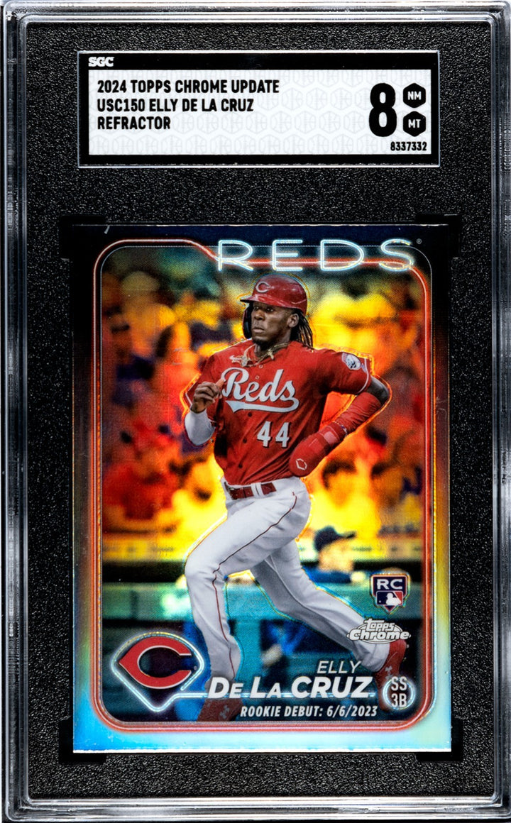 Elly De La Cruz 2024 Topps Chrome Update Refractor Card #USC150- SGC Graded 8 NM