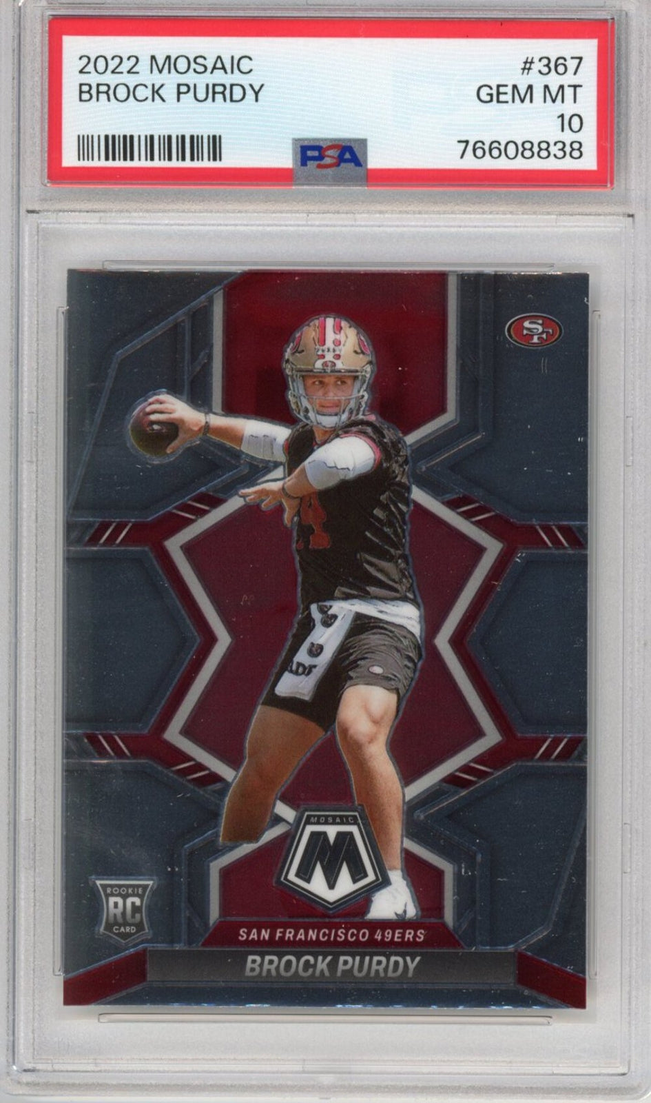 Graded 2022 Panini Mosaic Brock Purdy #367 Rookie Football Card PSA 10 Gem Mint