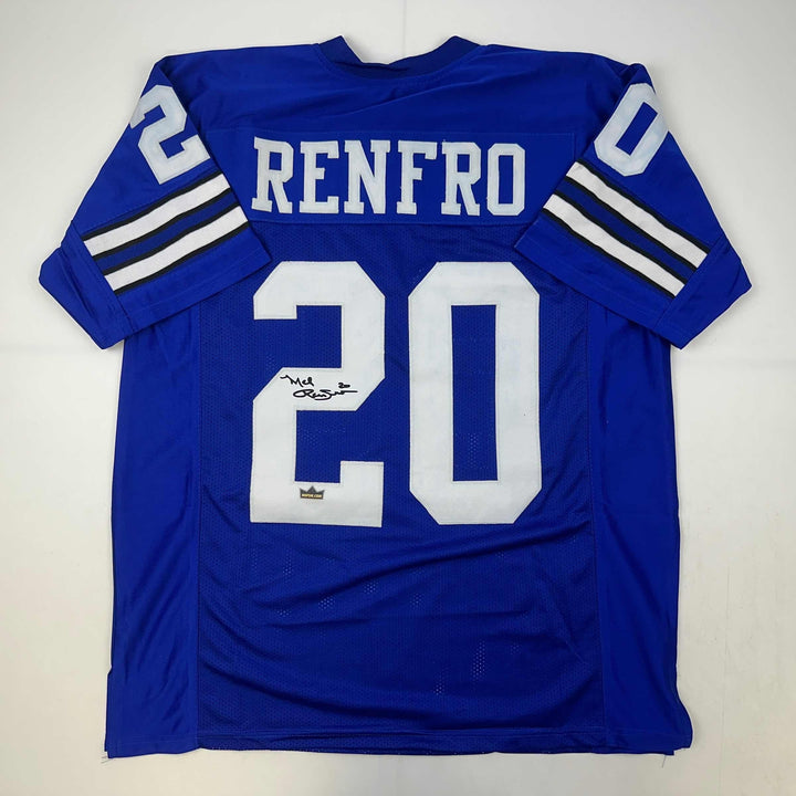 Facsimile Autographed Mel Renfro Dallas Blue Reprint Jersey Size Men's XL