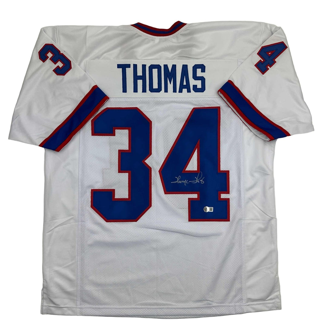 Autographed/Signed THURMAN THOMAS Buffalo White Jersey JSA COA Auto