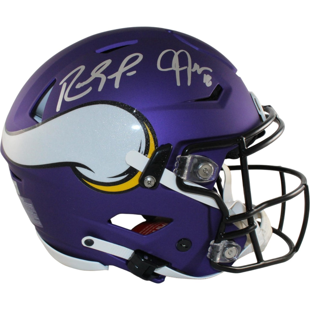 Randy Moss Justin Jefferson Signed Minnesota Vikings SpeedFlex Helmet BAS 57980