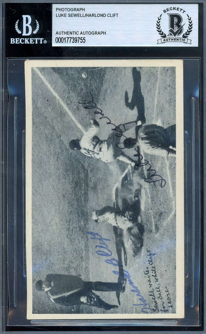Luke Sewell Harlond Clift Beckett BAS Signed 1936 National Chicle Fine Pen Autog
