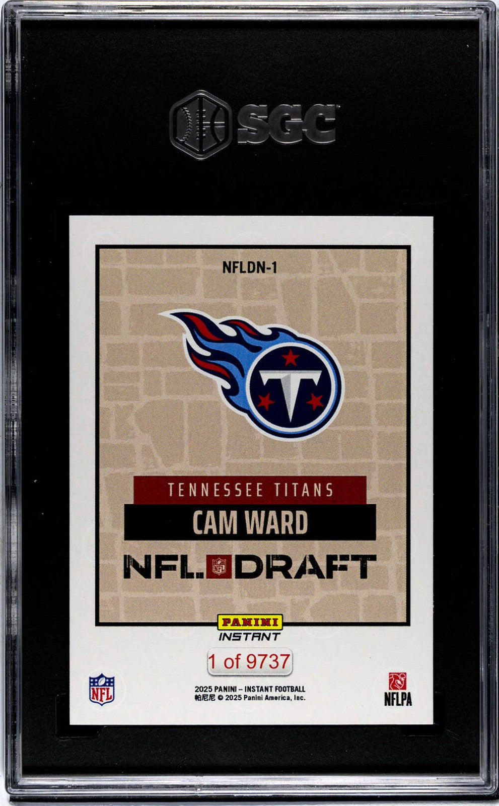 Graded 2025 Panini Instant Cam Ward #NFLDN1 NFL Draft Night Rookie Card SGC 10