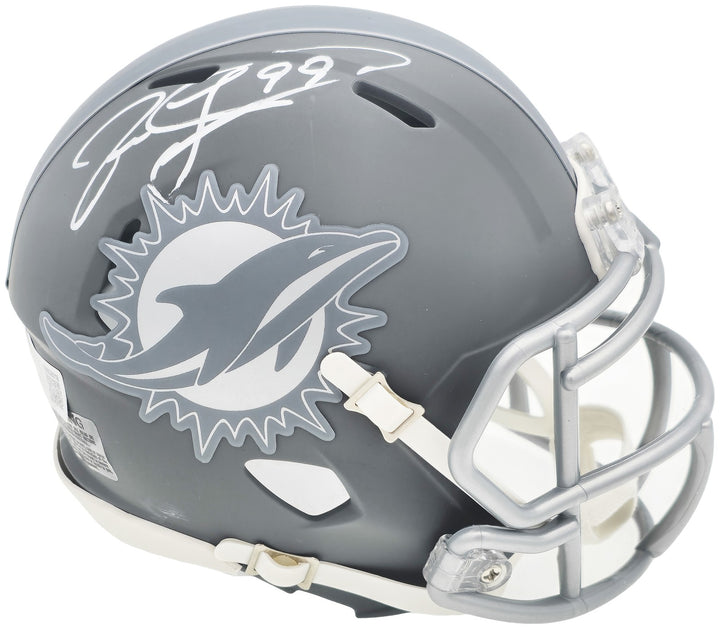Jason Taylor Signed Miami Dolphins Slate Silver Speed Mini Helmet Beckett Wit