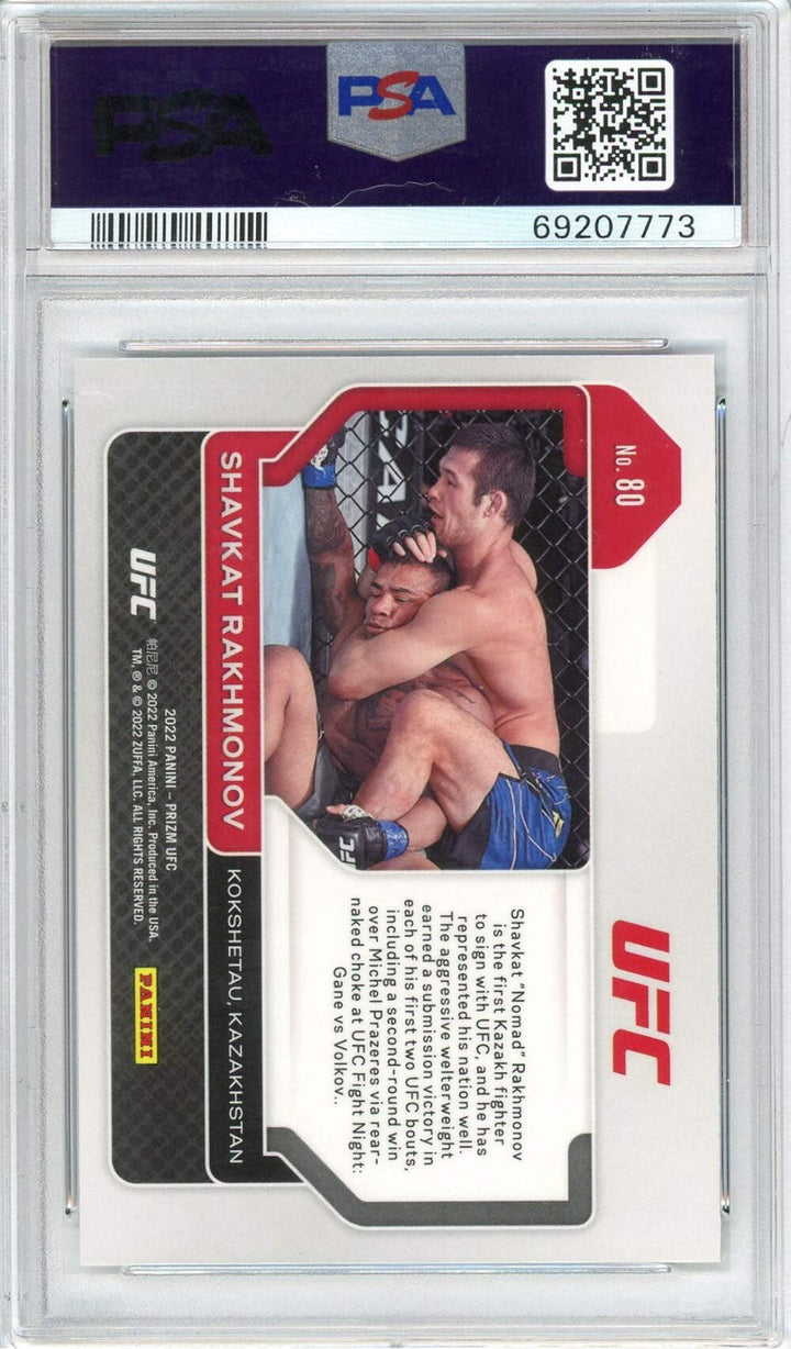Graded 2022 Prizm UFC Shavkat Rakhmonov #80 Rookie RC UFC MMA Card PSA 10 Gem